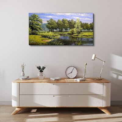 A peaceful landscape by the river Canvas print