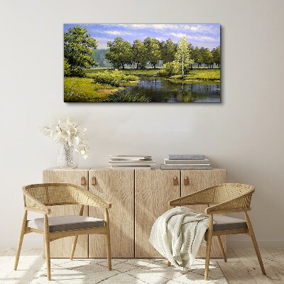 A peaceful landscape by the river Canvas print