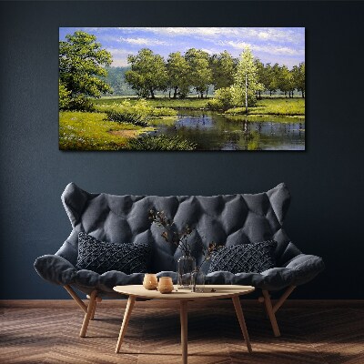 A peaceful landscape by the river Canvas print