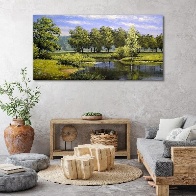 A peaceful landscape by the river Canvas print
