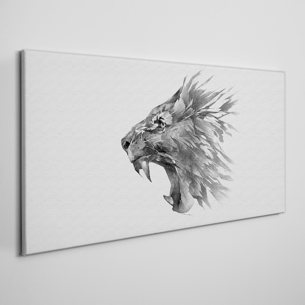The cry of the lion in shades of gray Canvas print