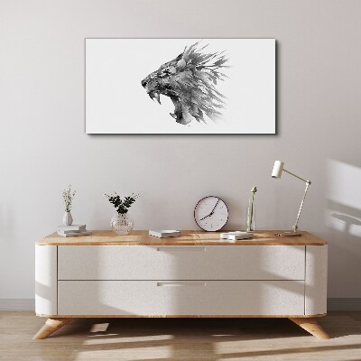 The cry of the lion in shades of gray Canvas print