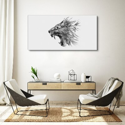 The cry of the lion in shades of gray Canvas print