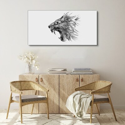 The cry of the lion in shades of gray Canvas print