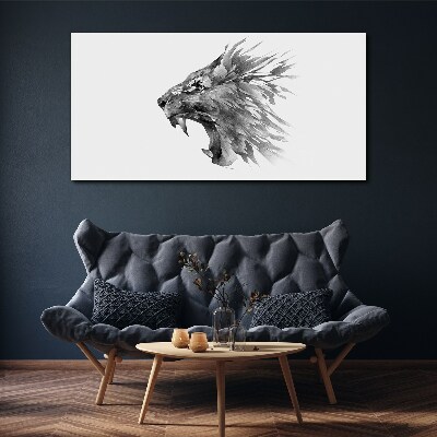 The cry of the lion in shades of gray Canvas print
