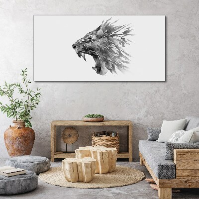The cry of the lion in shades of gray Canvas print