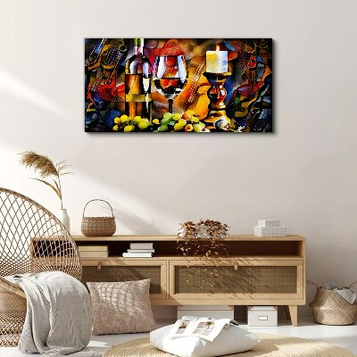 An evening with wine and fruit Canvas print