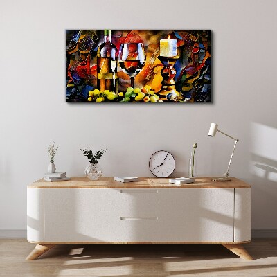 An evening with wine and fruit Canvas print