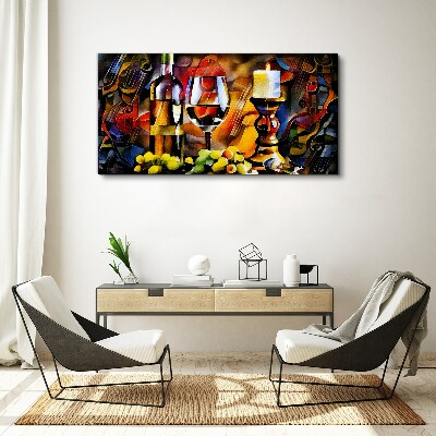 An evening with wine and fruit Canvas print