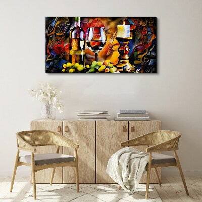 An evening with wine and fruit Canvas print