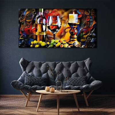 An evening with wine and fruit Canvas print
