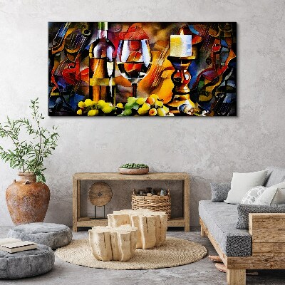 An evening with wine and fruit Canvas print