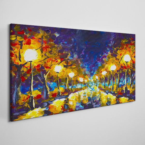 Evening alley with lamps Canvas print