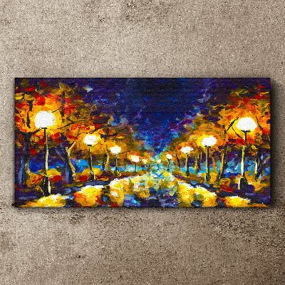 Evening alley with lamps Canvas print