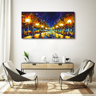 Evening alley with lamps Canvas print