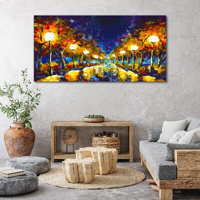 Evening alley with lamps Canvas print