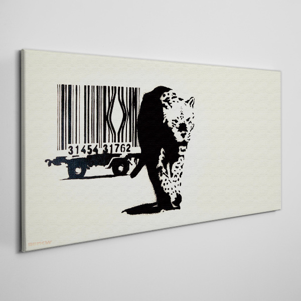 Banksy leopard barcode Canvas print