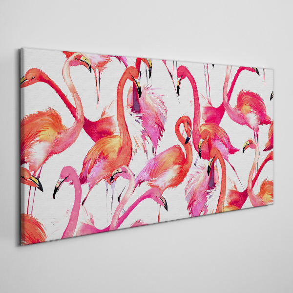 Pink flamingos in a tropical dance Canvas print