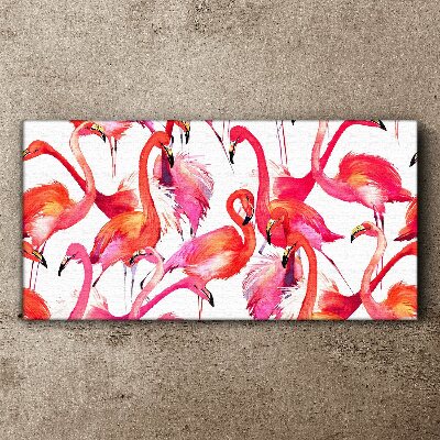 Pink flamingos in a tropical dance Canvas print