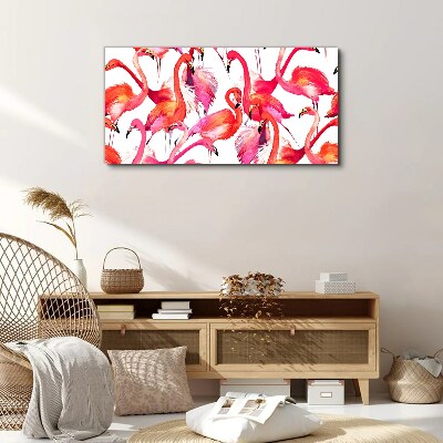 Pink flamingos in a tropical dance Canvas print