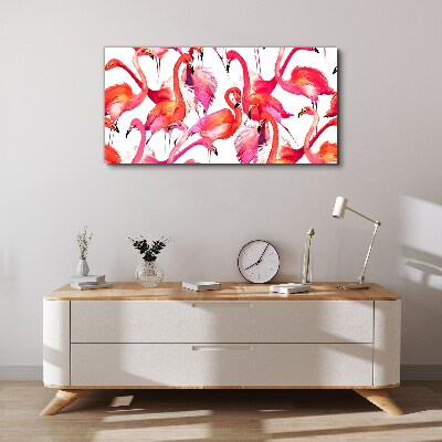 Pink flamingos in a tropical dance Canvas print