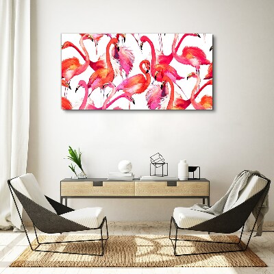 Pink flamingos in a tropical dance Canvas print