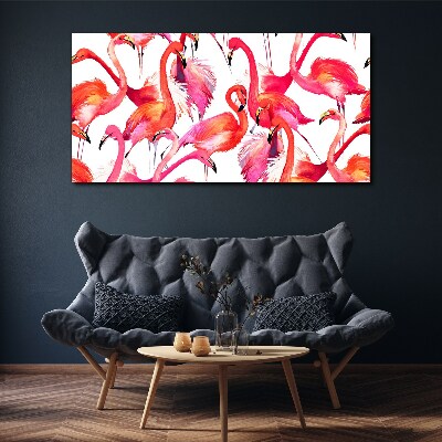 Pink flamingos in a tropical dance Canvas print