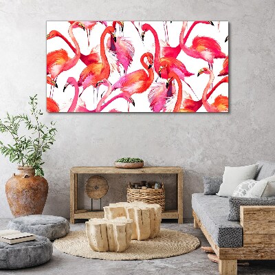 Pink flamingos in a tropical dance Canvas print