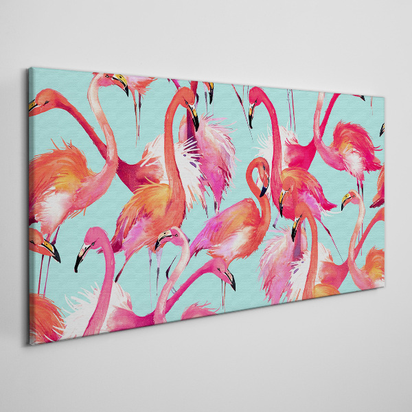 Pink flamingos on a turquoise background Canvas print