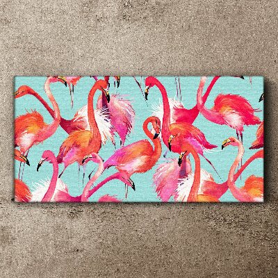 Pink flamingos on a turquoise background Canvas print