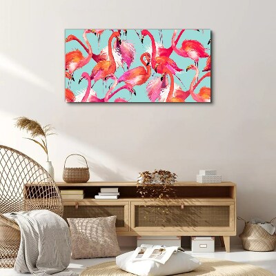 Pink flamingos on a turquoise background Canvas print