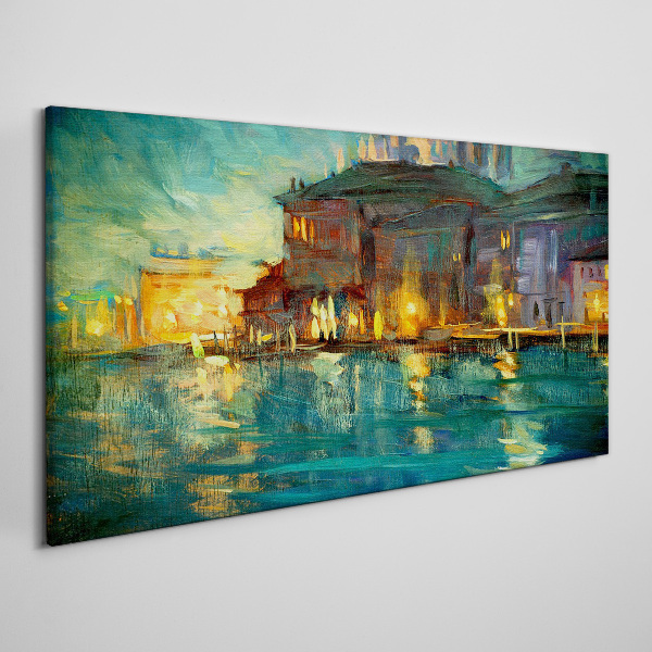 Evening glow over the water Canvas Wall art