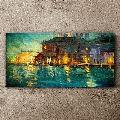 Evening glow over the water Canvas Wall art
