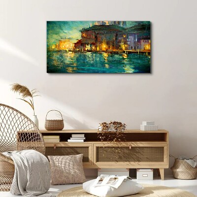 Evening glow over the water Canvas Wall art