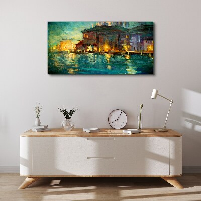 Abstraction river buildings Canvas Wall art