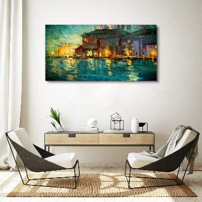 Evening glow over the water Canvas Wall art