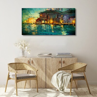 Evening glow over the water Canvas Wall art