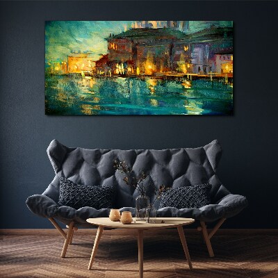 Evening glow over the water Canvas Wall art