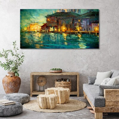 Evening glow over the water Canvas Wall art