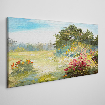 Flowers forest landscape Canvas Wall art