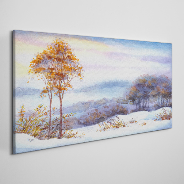 Winter landscape with trees Canvas print