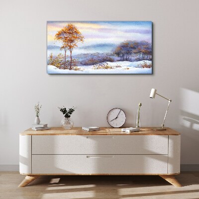 Winter landscape with trees Canvas print