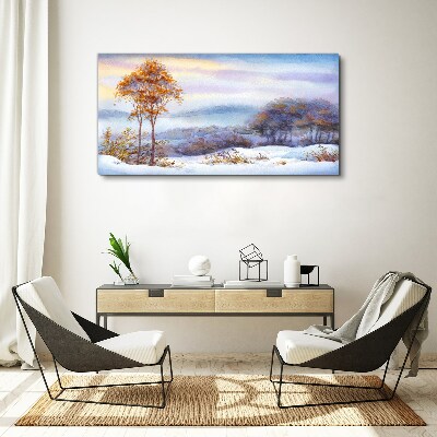 Winter landscape with trees Canvas print