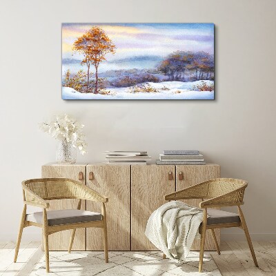 Winter landscape with trees Canvas print