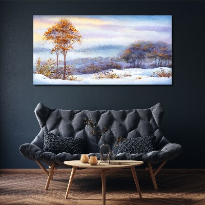 Winter landscape with trees Canvas print