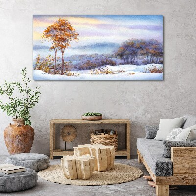 Winter landscape with trees Canvas print