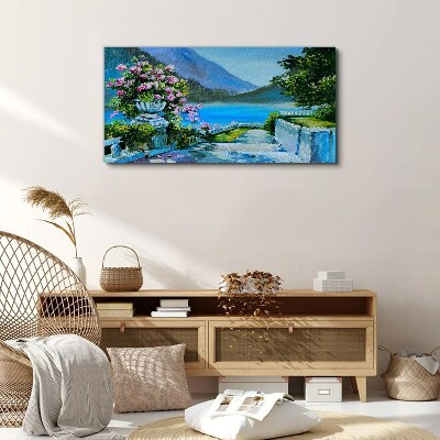Romantic view over the lake Canvas Wall art
