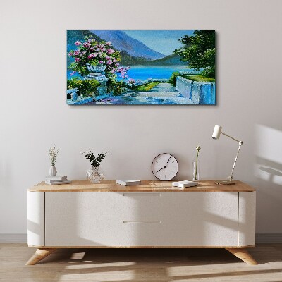 Romantic view over the lake Canvas Wall art