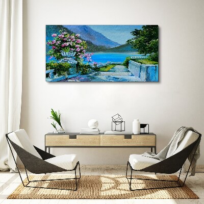 Romantic view over the lake Canvas Wall art