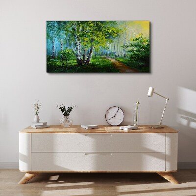 Green forest in the morning fog Canvas Wall art